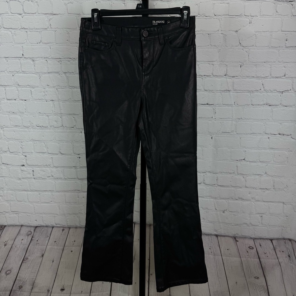 Blank NYC Black Faux Leather Kick Flare Pants Size 26